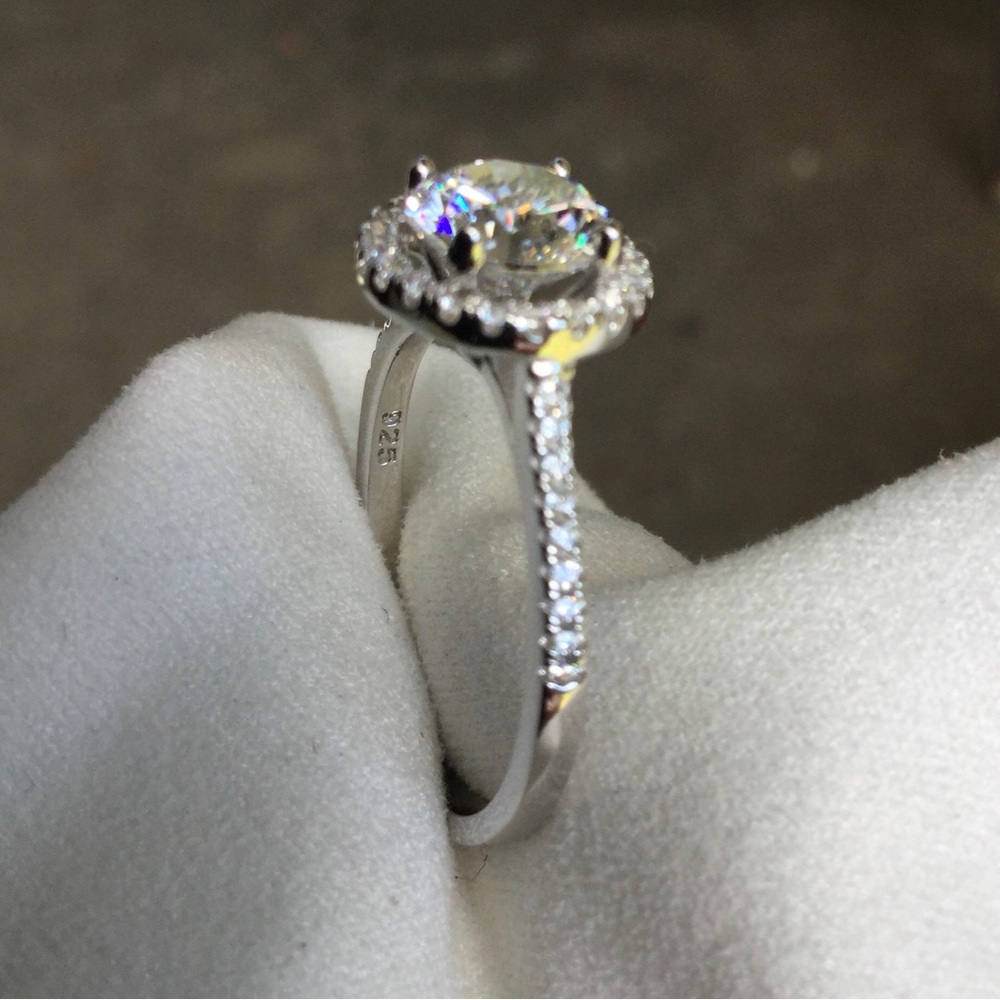 925 Sterling Silver Created Diamond Ring
